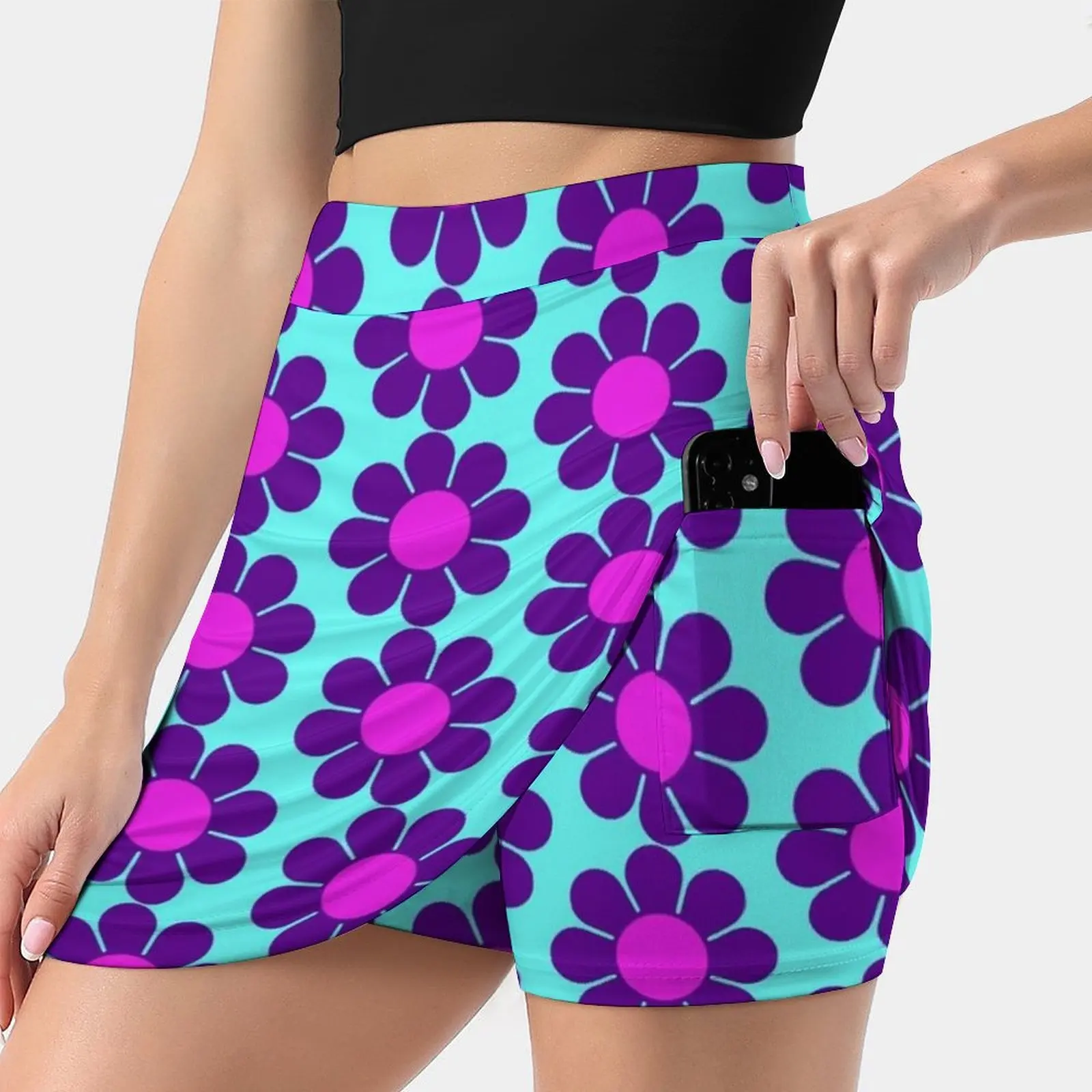 

Purple Pink Hippy Flower Daisy Women's skirt Sport Skort Skirt With Pocket Fashion Korean Style Skirt 4Xl Skirts Purple Pink