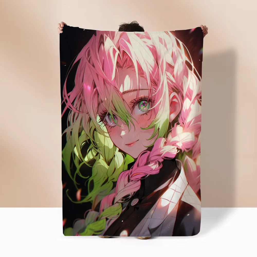 Demon Slayer-Kanroji Mitsuri Warm Winter Blankets for Sofa Cover Blanket Beach Towel Luxury Bedding Fluffy Plaid Bed Throw Knee 2