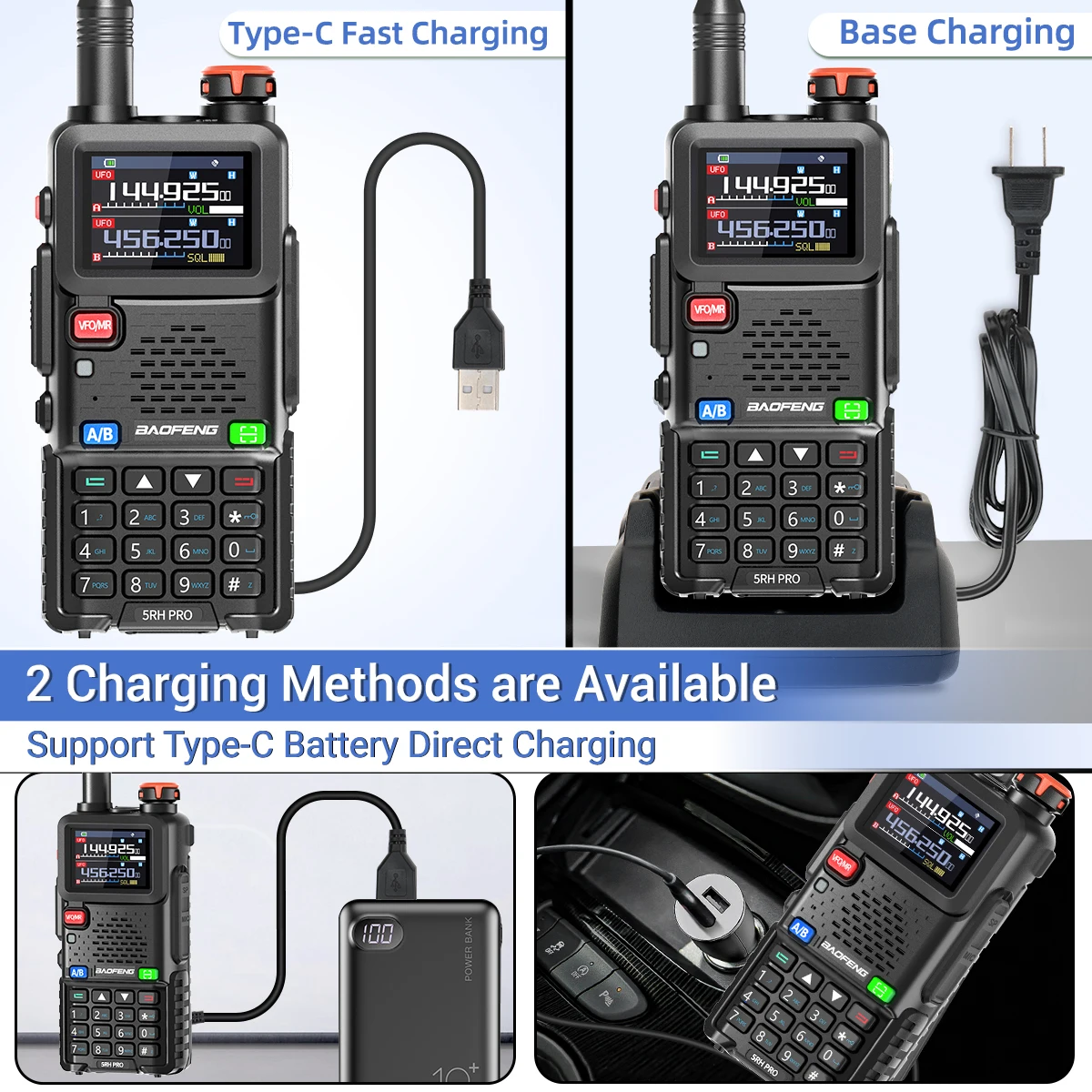 2PCS Baofeng UV-5RH PRO  GPS Multi Band Walkie Talkie Wirless Copy Frequency  NOAA Type-C Long Range UV-5R Two Way Ham Radio 5