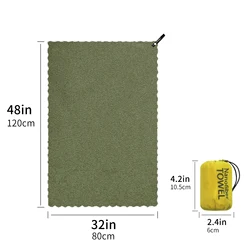 Enhanced Outdoor Travel Quick - Drying Lightweight Towel with Portable Cloth Bag - 80x120cm (Olive Green)