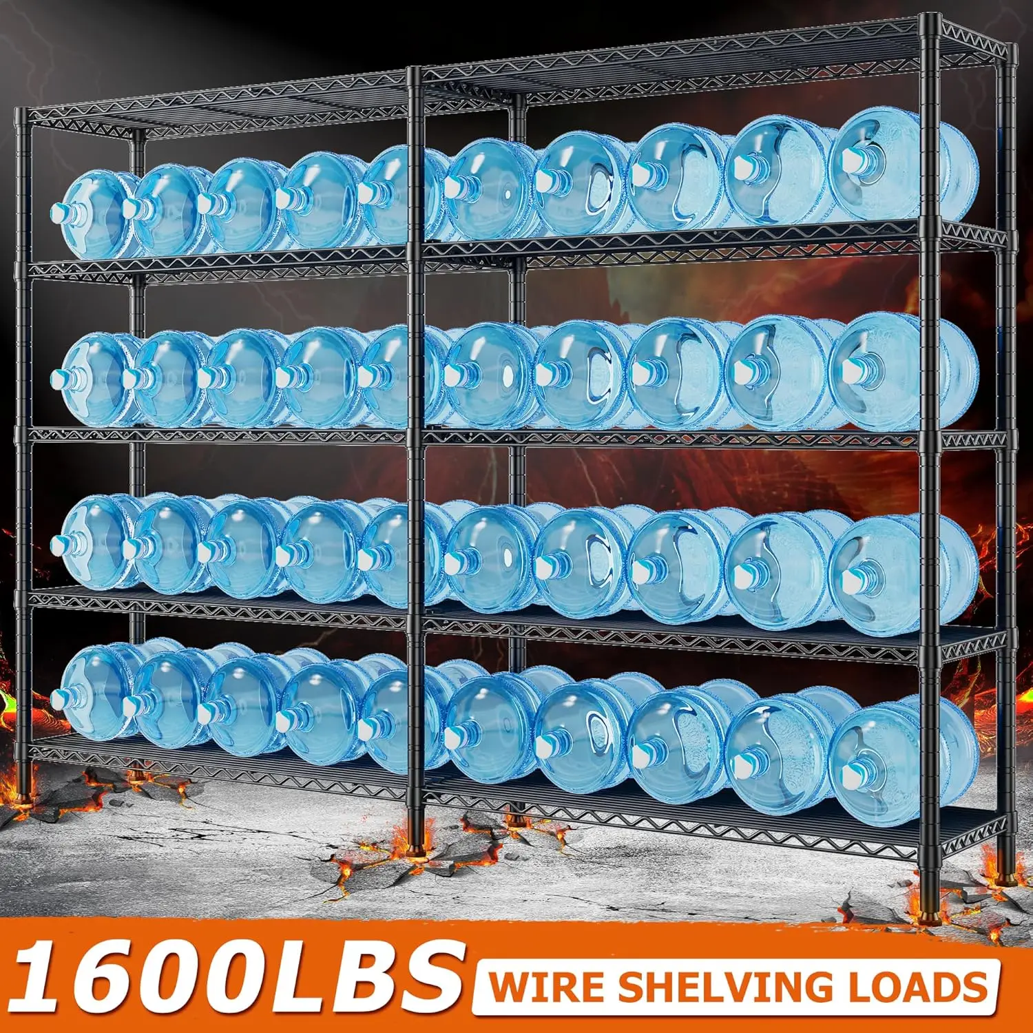 69" W Storage Shelves 1600LBS Wire Shelving Unit 5 Tier Metal Shelving for Storage Rack Shelves for Storage Heavy Duty Garage 4