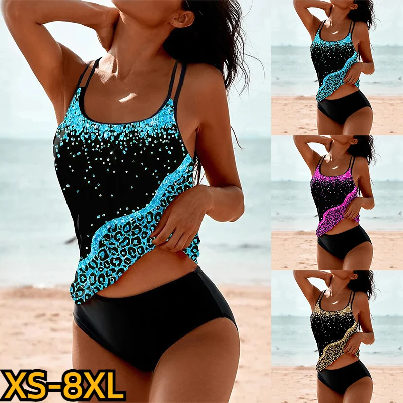 

Plus Size Swimwear Swimsuit Bikini Set Summer Loose Tankini Women Abstract Printing Monokini Bathing Suit Vintage Beach Wear