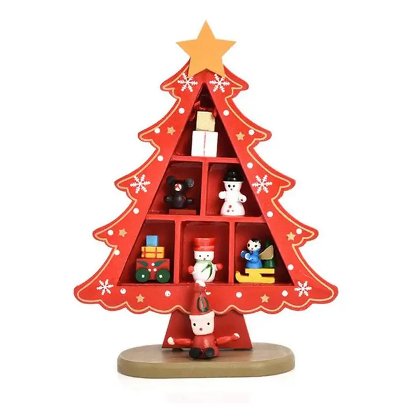 

Маленькая рождественская елка, деревенская стоя, деревянная сосна с мини-украшениями, Настольная сосна, Искусственные Рождественские елки для