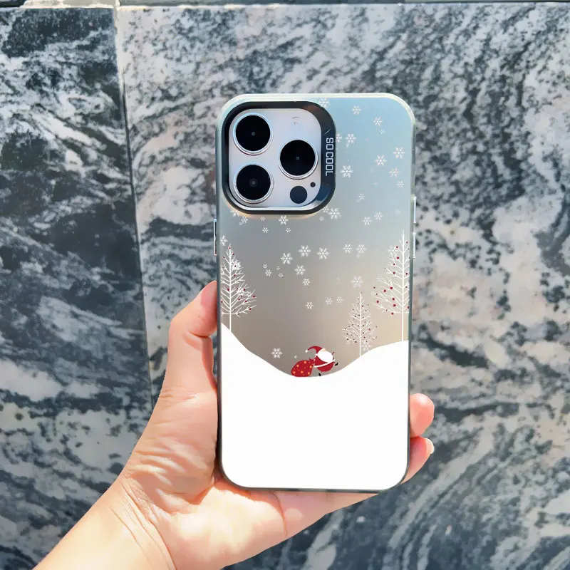 Frohe Weihnachten Baum Schnee Szene Handy hülle für iPhone 15 Pro Max 14 13 12 Mini 11 Pro Max 15 14 plus stoß feste Laser Rückseite – Detail 10