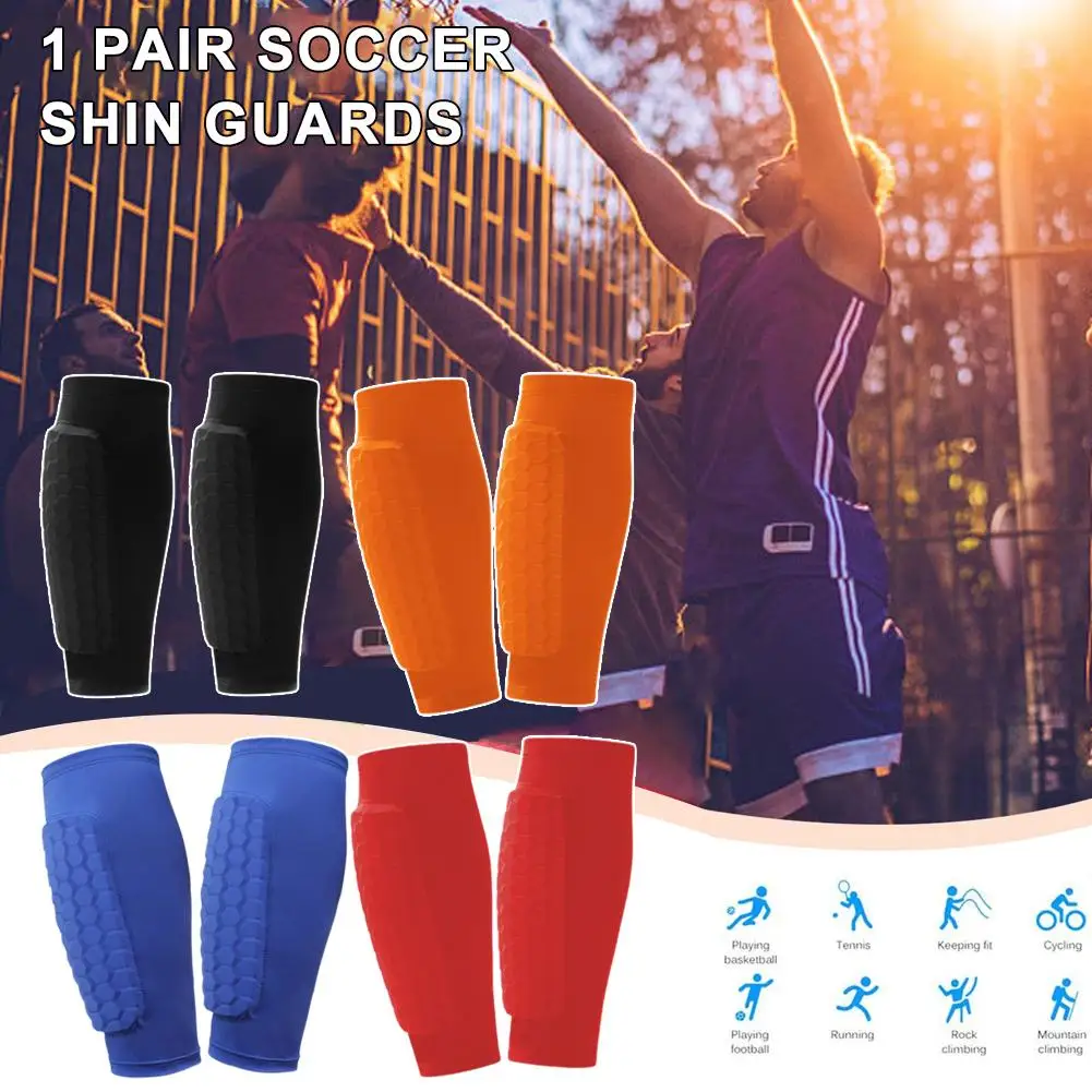 2pcs Soccer Football Shin Guard Pads Honeycomb Running Sports Outdoor Leg Leg Sleeves Gear Guard Support Calf Protec L7F4