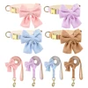 Cute Dog Collar Leash Set With Bowknot Soft Velvet Puppy Dogs Collars Outdoor Pet Walking Lead For Small Medium Dogs Chihuahua 2