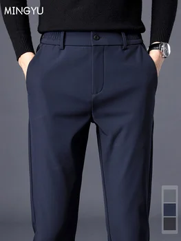 Pantaloni casual elasticizzati autunno inverno uomo spesso business elasticizzato sottile elastico in vita jogger pantaloni classici coreani all'aperto regalo 1