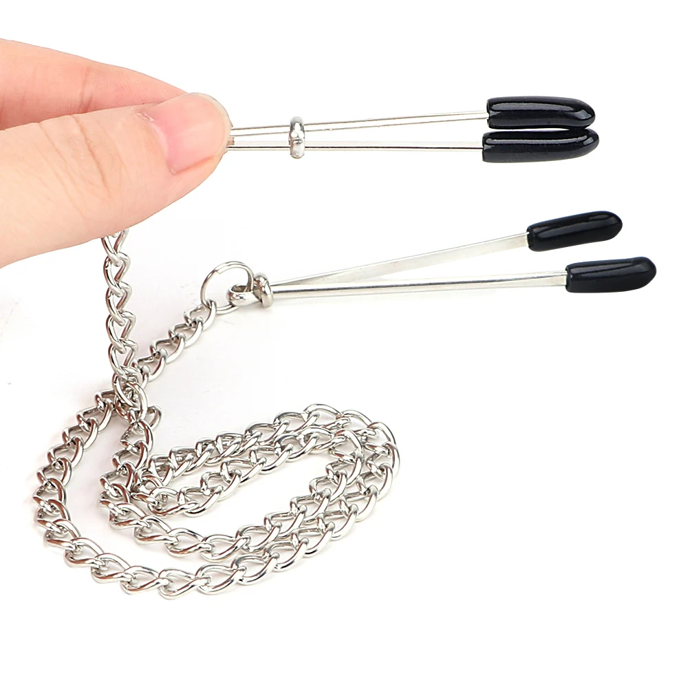 IKOKY Nipple Clamps with Metal Chain Adjustable Breast Labia Clips Clit Clamp Sex Toys for Couple Fetish Adult Game Sex Product