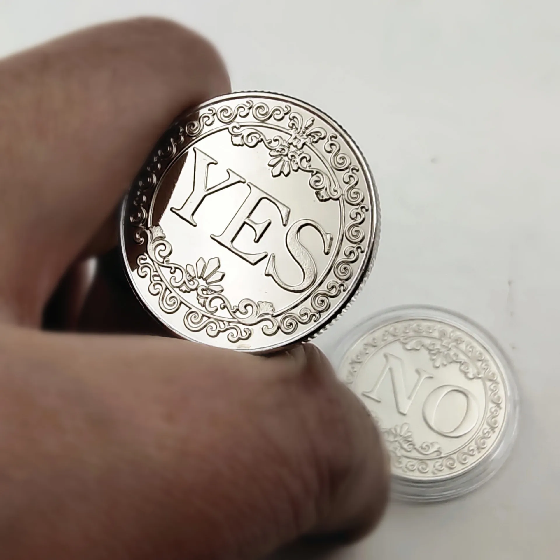 Diameter 25mm Coin YES or NO  Make Decision Commemorative Badge Double Sided Embossed Plating Collection  Collect Coins  Charm