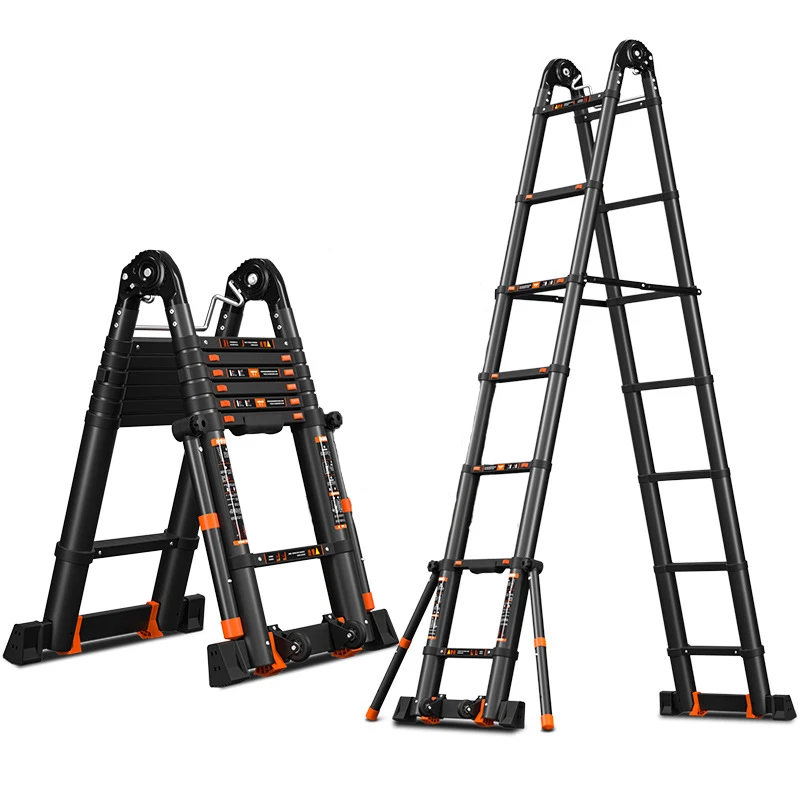 Multifunctional Folding Telescopic Step Aluminum Ladder 2.1m/2.5m Deformable Straight Anti-tilt folding ladder