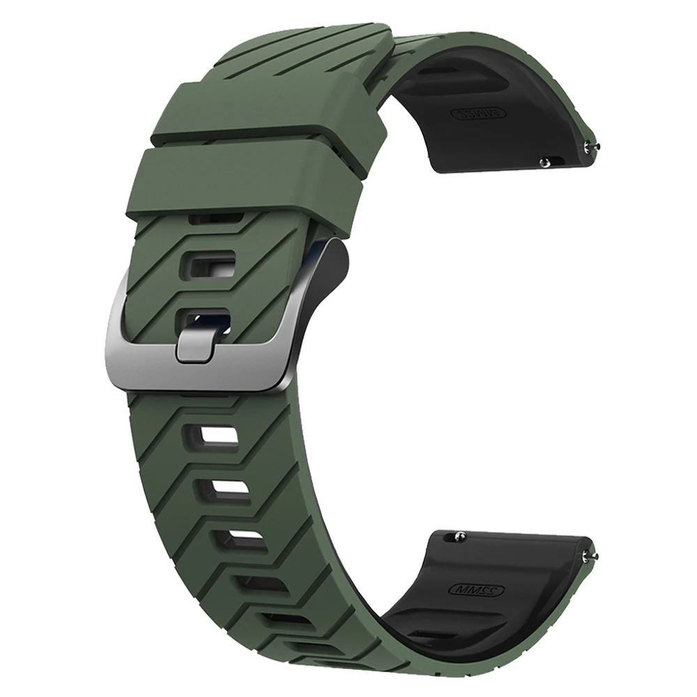 Two-Tone Silicone Smartwatch Strap, 22mm Adjustable Sports Bracelet