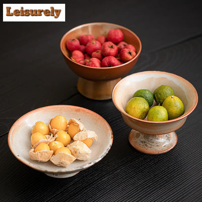 Zhiye Roasting High-legged Fruit Dishes Japanese Pastry Plate Fruit Snack Plate Serving Tray Drinkware Accessories Ornaments