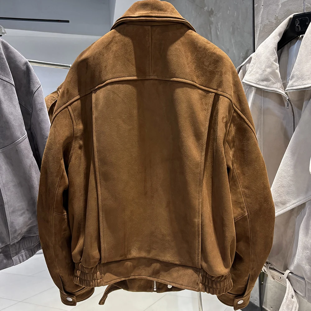 YOLOAgain Women's Real Leather Jacket 2025 Autumn Oversized Vintage Sheepskin Coat Female