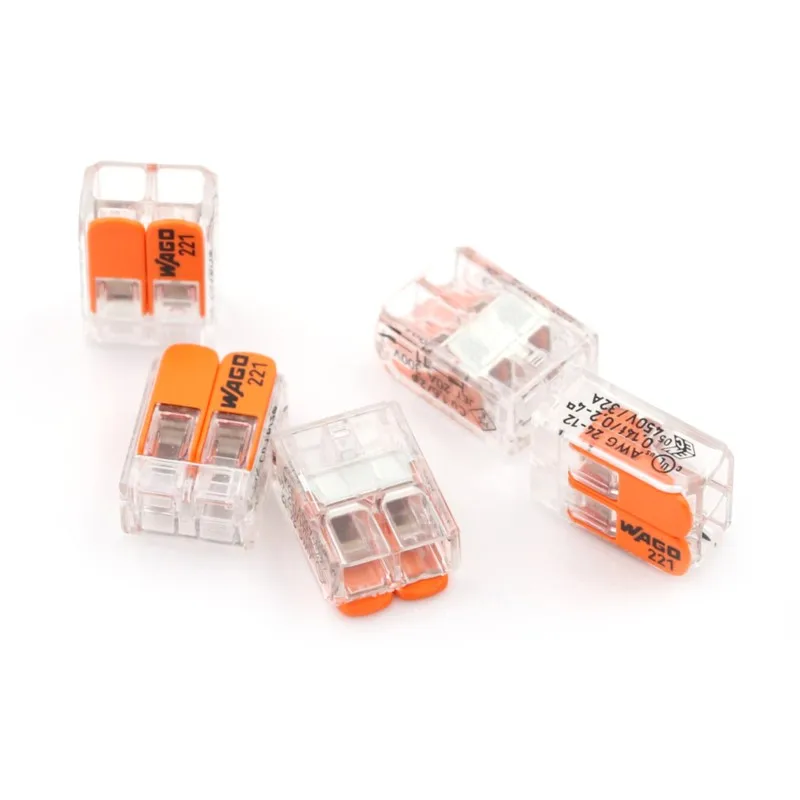 Wago 221-412 LEVER-NUTS 2 도체 컴팩트 커넥터, 10 PK 구리 와이어 접합, 재사용 가능한 와이어 터미널 커넥터, 5 개, 핫 세일