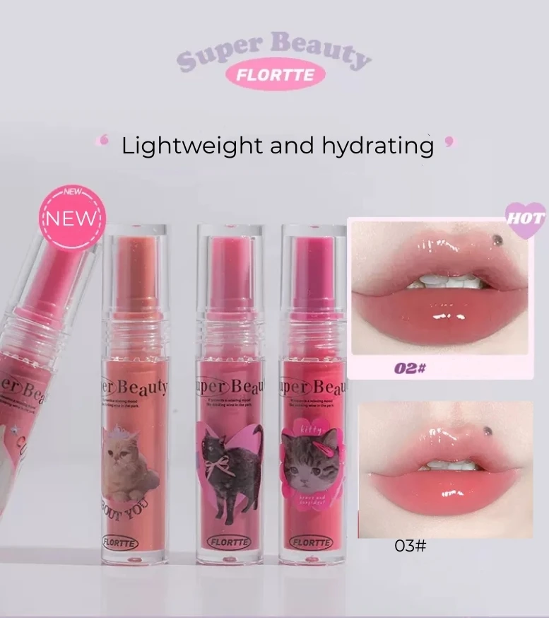 

FLORTTE I AM Super Beauty Lip Gloss Serum Lip Tint Glaze Liquid Lipstick 2.6g Lightweight And Hydrating Makeup Women Cosmetics