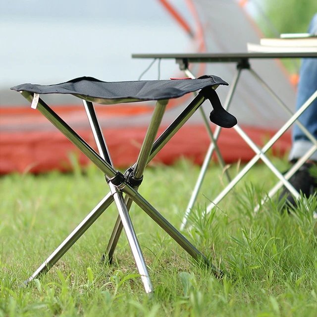 Stainless Steel Retractable Folding Stool Outdoor Folding Chair Portable Small  Fishing Stool Camping Chair Camping Maza Color: Orange