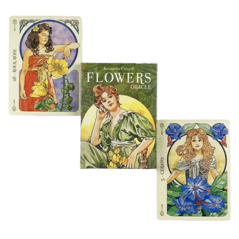 Flowers Oracle Tarot Cards Board Game Deck English Version Family Holiday Party Table Game Cards with PDF guidebook the qedavian tarot deck leisure party table game high quality fortune telling prophecy oracle cards with pdf guidebook