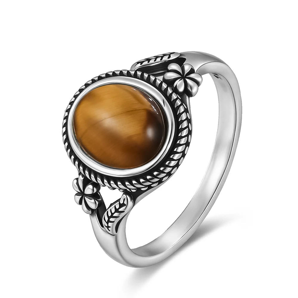 Vintage 925 Sterling Silver Natural Black Onyx 8*10mm Ring