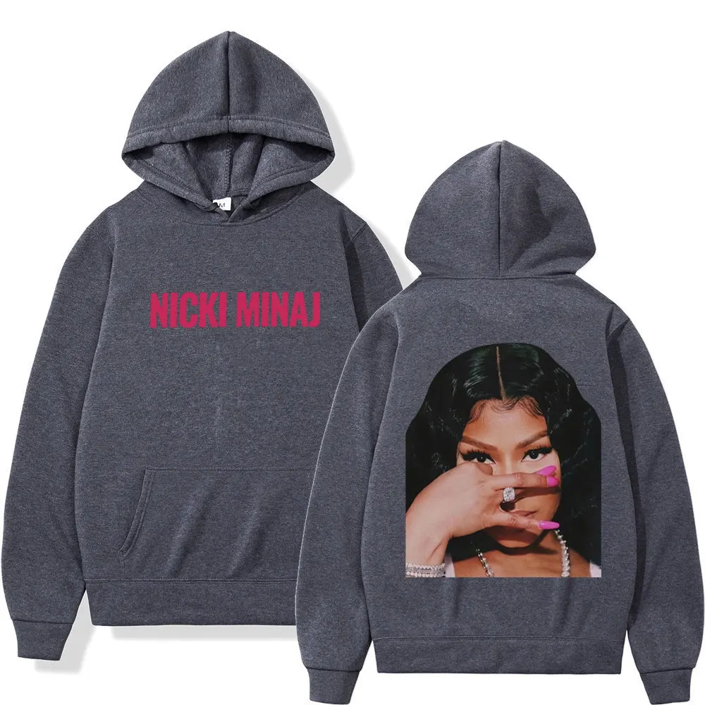 Sudadera con capucha con estampado de cantante Nicki Minaj para hombres y mujeres, sudaderas con capucha de moda urbana de Hip Hop, jerséis sueltos Vintage de tendencia de otoño e invierno