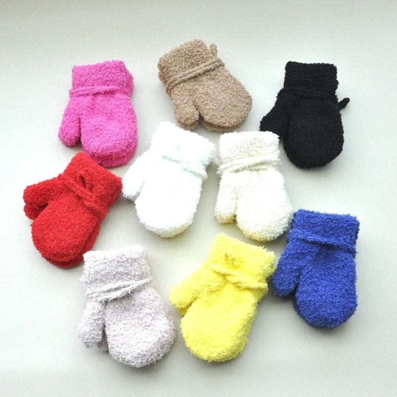 Baby Warm Gloves for 1-3 Years Kids Soft Breathable Mittens Thick Full Finger Gloves Solid Color Gift for Boys and Girls A2UB 4