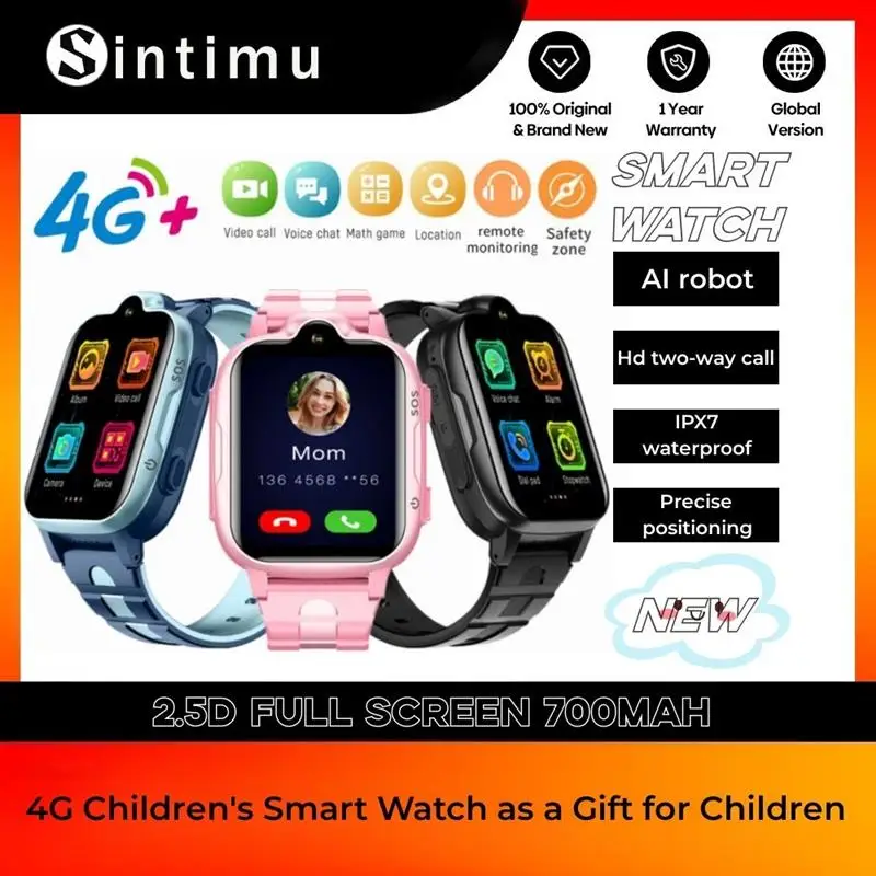 

New 4G Children's Telephone Watch 2.5D Full Screen HD Video Call Intelligent Precision Positioning AI Robot IPX7 Waterproof Gift