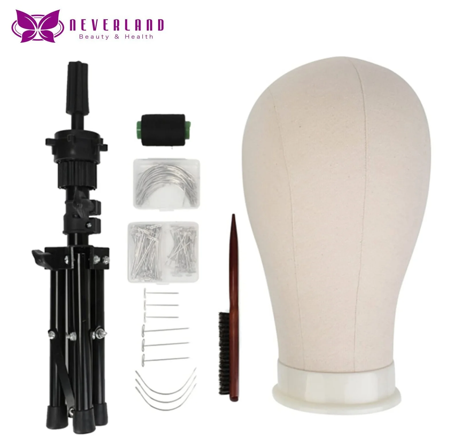 21/22/23'' Wig Mannequin Head Canvas Block Head Styling Training Manikin Head Wig Stand Tabletop Tripod Free Get T Needle Holder image_0