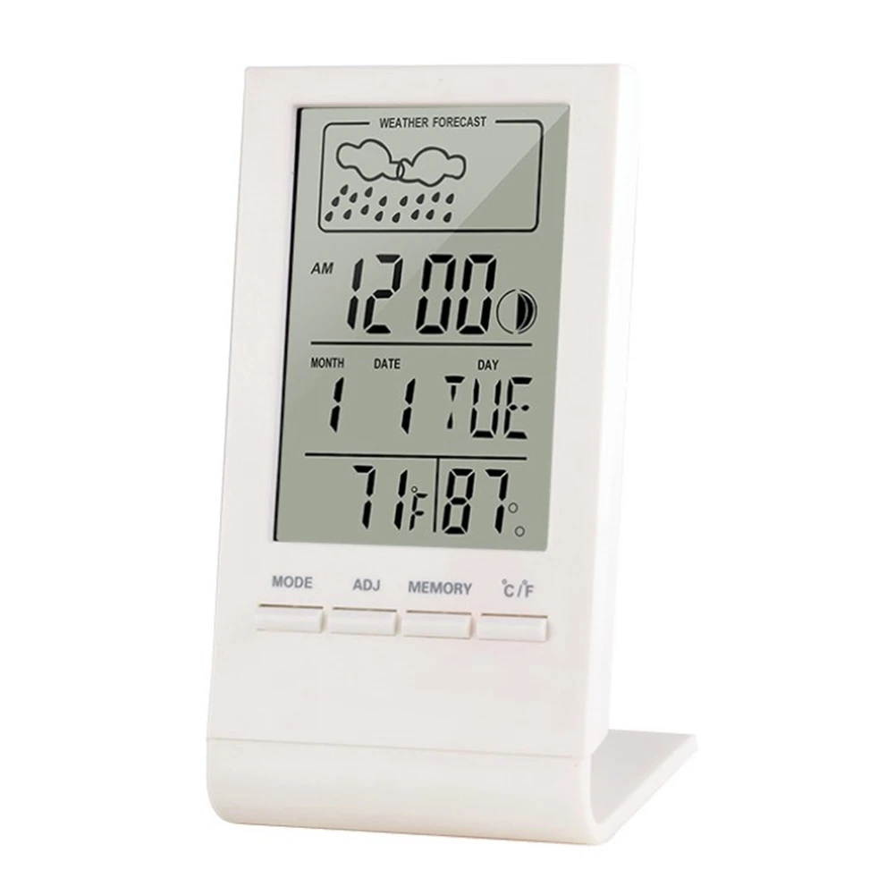 

Indoor/Outdoor Thermometer Hygrometer Indicator Weather Station Automatic Electronic Temperature Humidity Monitor White