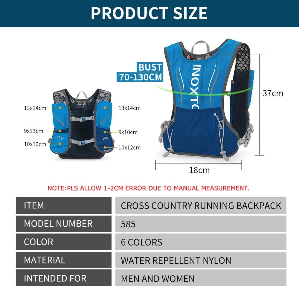 Inoxto Men's Women's Outdoor Sports Backpack Marathon Moisturizing Vest Suitable for Sharing Cycling Hiking Sports Travel Bag 3