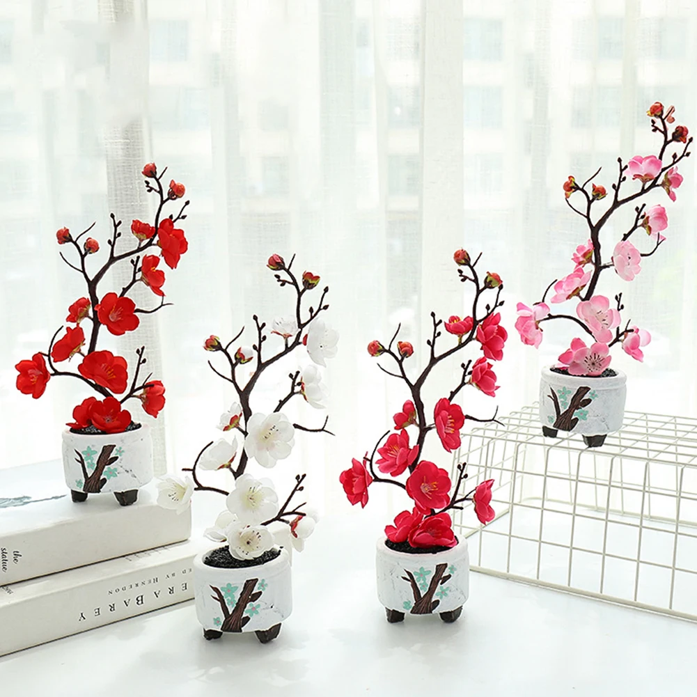 

New Artificial Flowers Fake Silk Plum Blossom Simulation Plants Home Garden Decor Suitable For Home Wedding Party Decoration