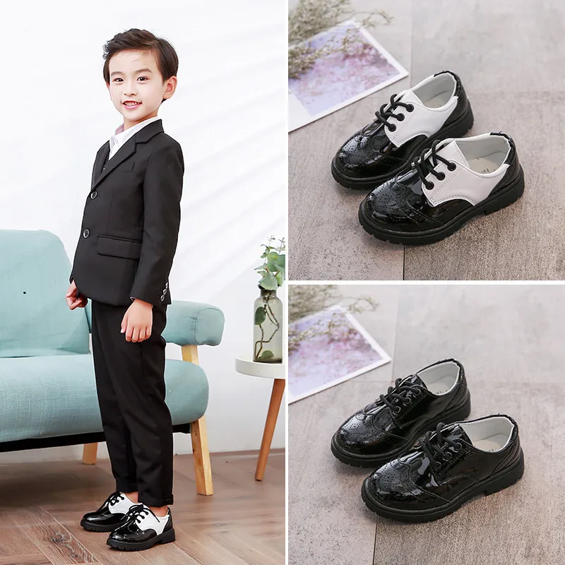 Fashion Kids Leater Shoes For School Students Black Dress Shoes for Boys Formal Performance Shoes for Teenagers Spring Autumn