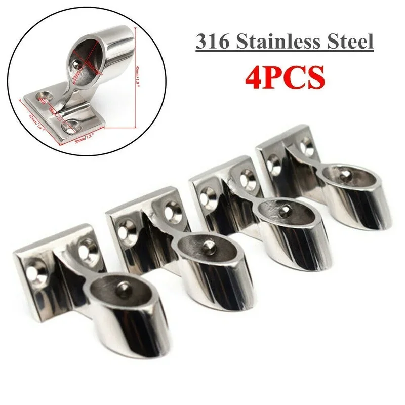 

4x 7/8" 316 Stainless Steel 60 Degree Boat Front Stanchion Hand Rail Fitting