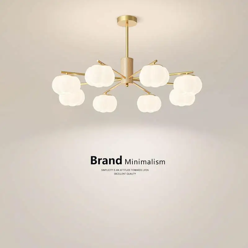 

Living Room Chandelier Log Cream Style Guangdong Zhongshan Lamps Whole House Package Combination Hall Main Lamp Cotton Persimmon