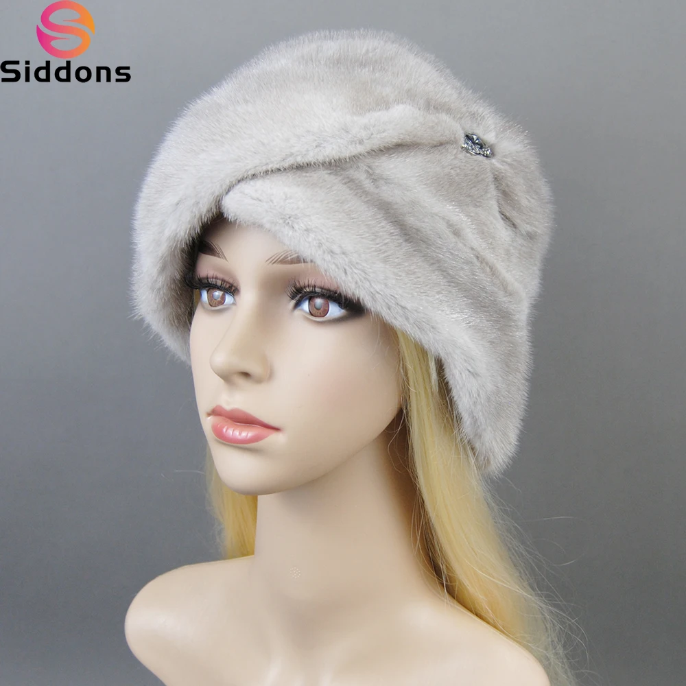 

2024 Fashion Hot Sale Russian Fur Hat Winter Warm Natural Mink Fur Hats for Women Classic Luxury Caps Earflap Bomber Hat