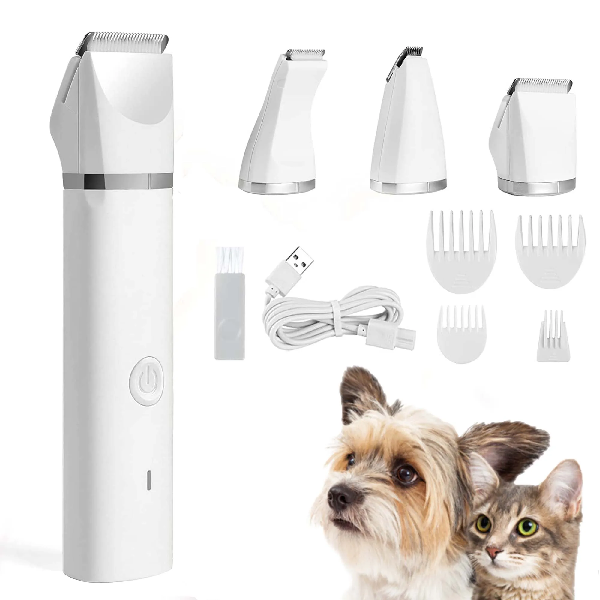 Dog Clippers Washable,2020 New Upgrade Dog Grooming Kit Waterproof Professional Pet Grooming Kit Electric Dog Trimmers Clippers Cordless，USB Rechargeable Low Noise Pet Shaver for Dogs Rabbits Cats 