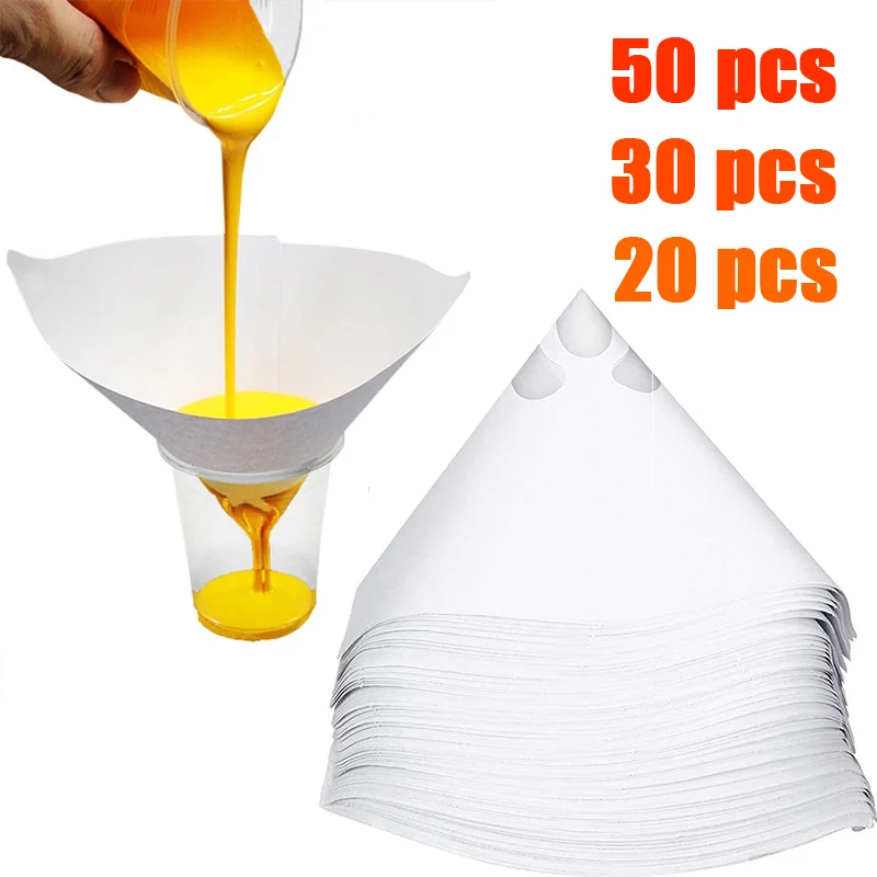 50Pcs Car Paint Filter Paper 100 Mesh Paint Strainers Disposable Purifying Straining Cup Conical Funnels Filter