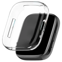 TPU Soft Silicone Smartwatch Case with Glass Screen Protector Cover for Redmi Watch 3 Active (Clear)