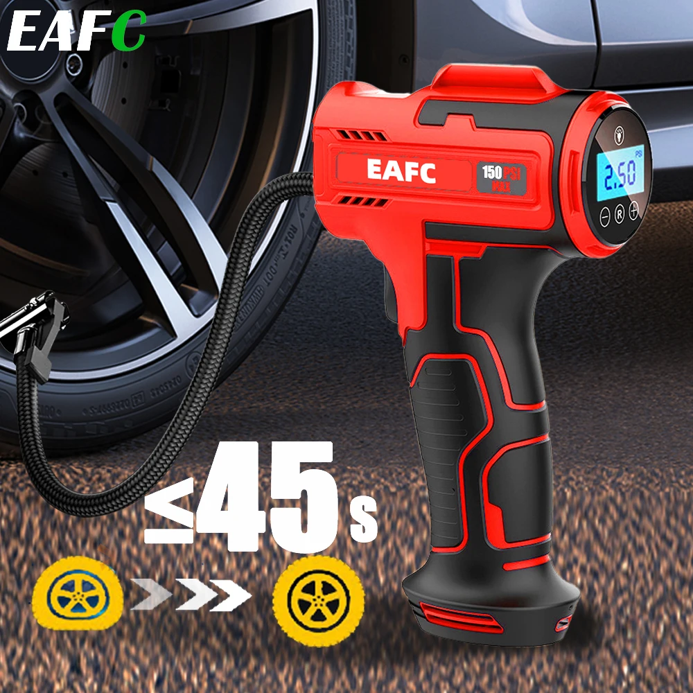 EAFC 4000 mAh Auto-Luftkompressor, elektrisch, kabellos, 150 PSI, Reifenfüllpumpe für Motorrad, Fahrrad, Boot, Auto, Reifenbälle, Inflator