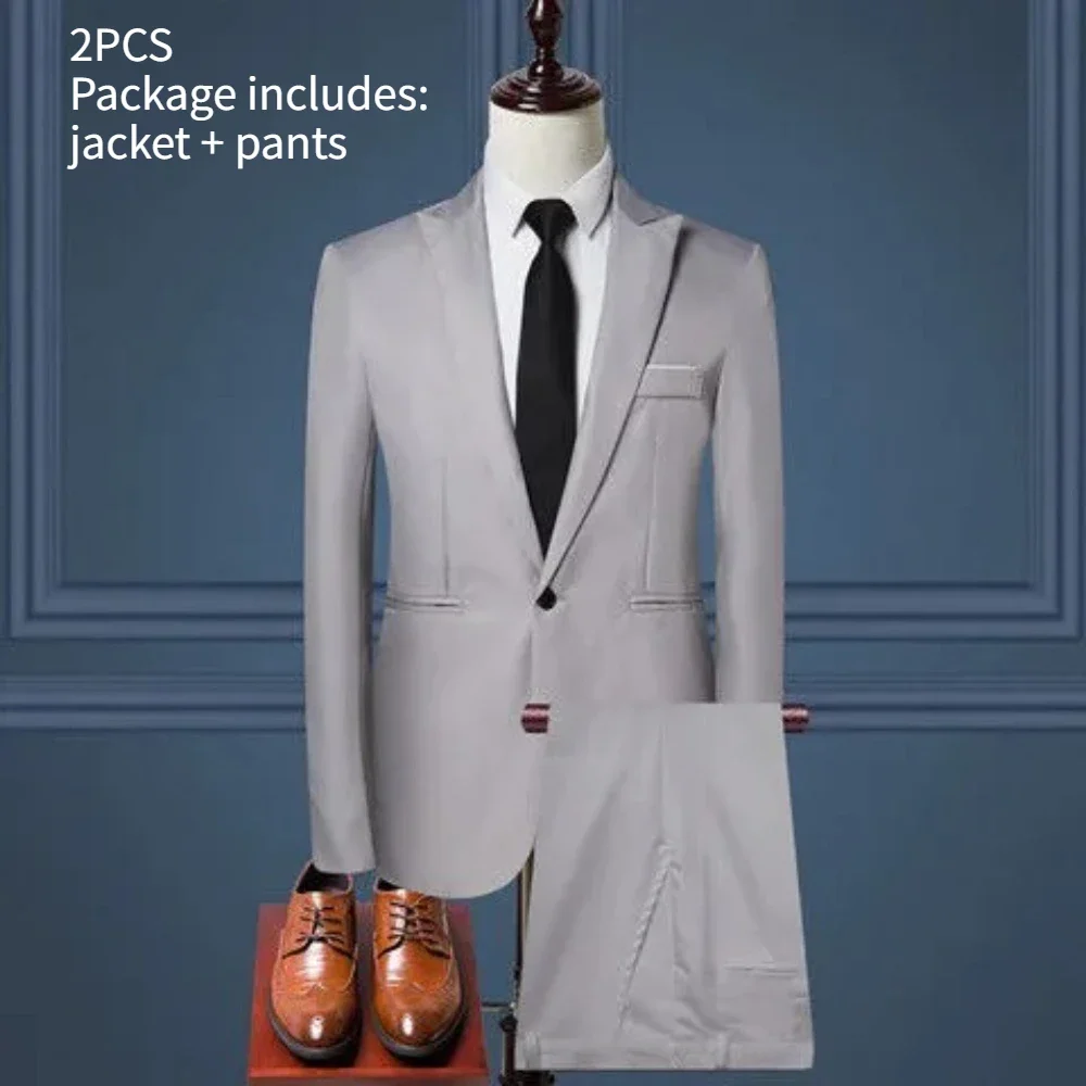 طقم بدلة رجالي قطعين (جاكيت وبنطال) بتصميم ضيق (Slim Fit) - أنيق ومناسب للمناسبات والأعراس S6bc839e64d17473e86e64f9f0c8cd14fN