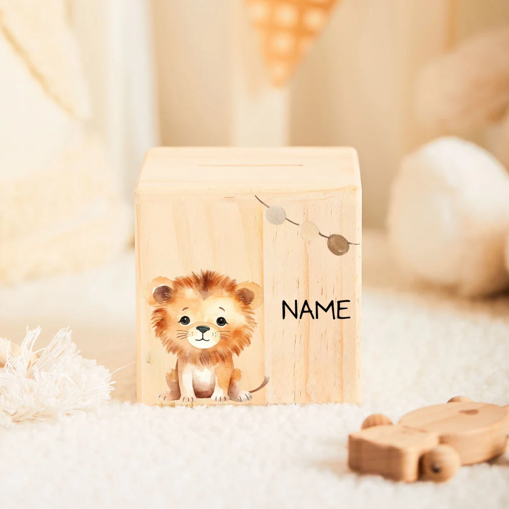 Personalized Child Money Box Wooden Piggy Bank Baby Gift Boy Girl Baptism Gifts Child Money Box Birthday Gift Easter Gifts