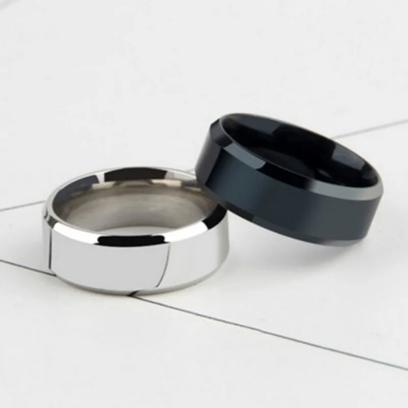 2024 Punk 8mm Stainless Steel Women Men Rings Smooth Surface Finger Rings Wedding Party Versatile Fashion Jewelry Accessories 5