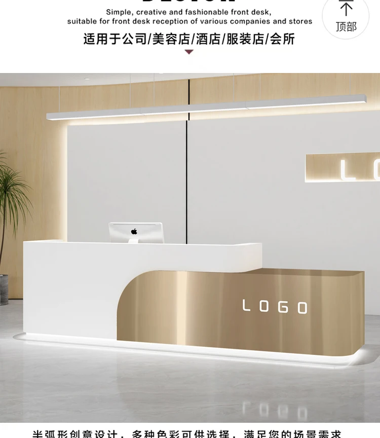 Description Picture 6 of itemCashier Beauty Reception Desks Conference Office Front Luxury Store Nail Reception Desks Hotel Scrivania Ufficio Furniture