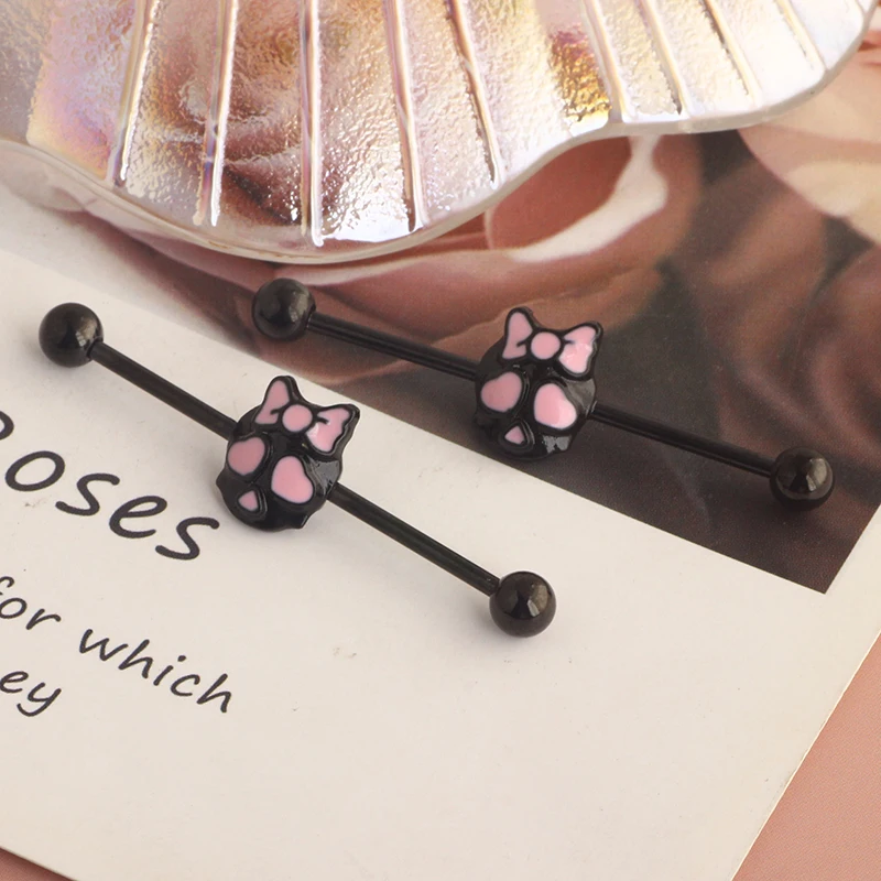 14 Gauge Surgical Steel Industrial Barbell Ring Ear Straight Barbell Stud Cartilage Earring Helix Body Piercing Jewelry 14G