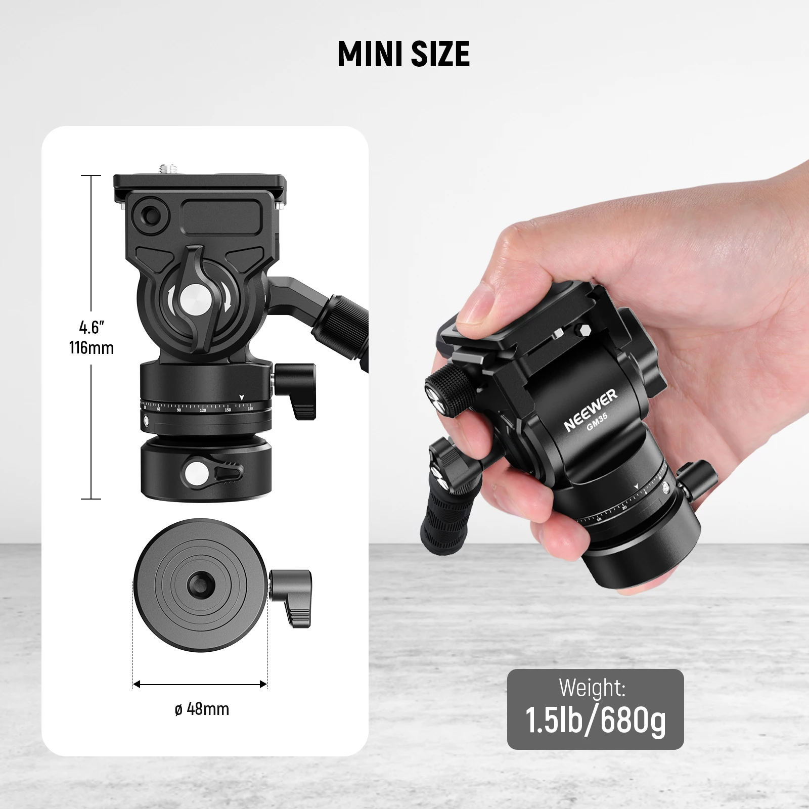 NEEWER Tripod Fluid Head with Leveling Base Metal Mini Pan Tilt Video Head Mount Telescopic Handle for DSLR Camera