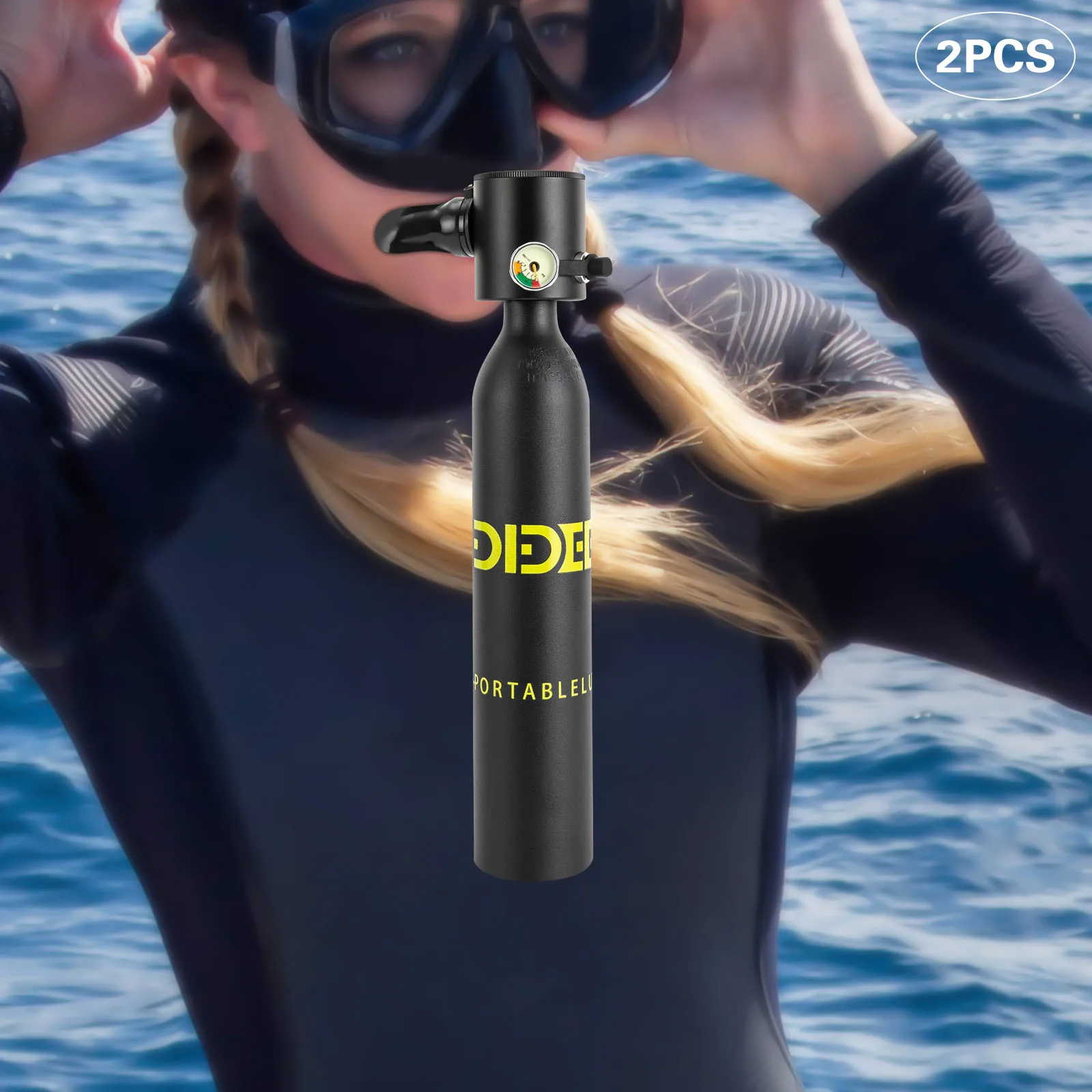 0.5L Oxygen Tank Pump Equipment Underwater Breath 2 * Mini Scuba Diving Case, Diving Tank Kit 0.5L Capacity 5-10min