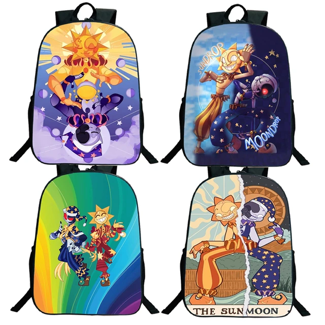 HOUOK FNAF Anime Backpack, 3-Piece Sundrop Moondrop 3D Print Set