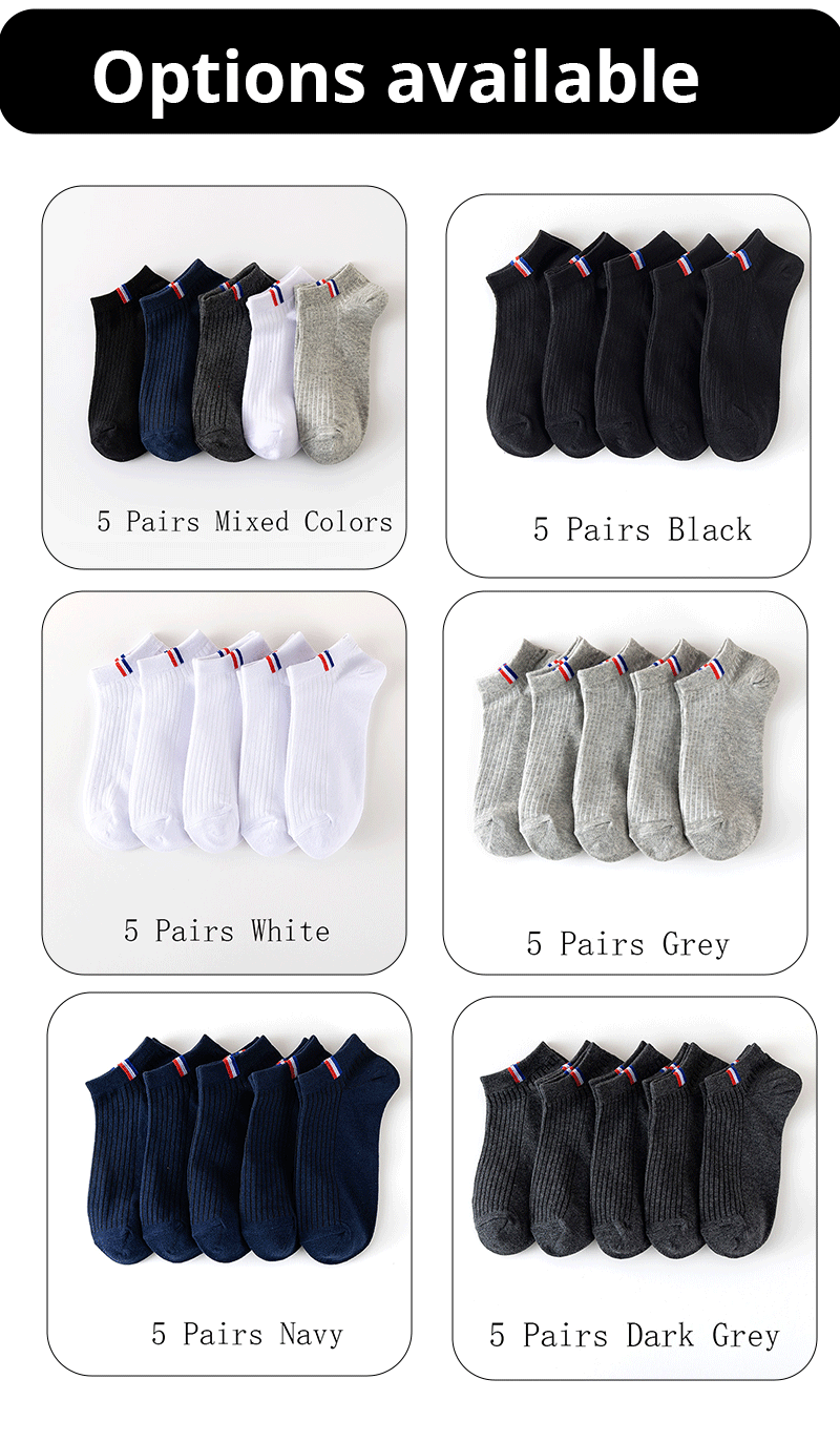 5/10/20 Paar dünne Sommer-Mischbootssocken, einfarbig, Freizeitsocken für Herren, atmungsaktiv, schweißabsorbierend, Kalibrierungssocken – Detail 7