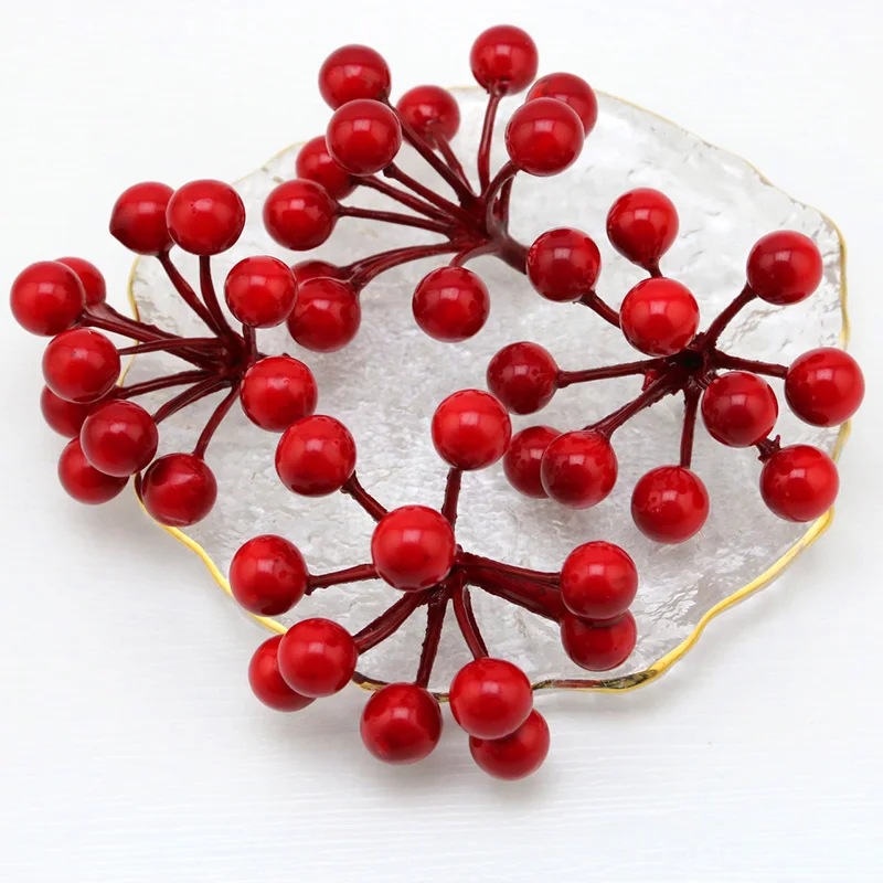 (10pcs/pack) 5.5m*6cm 11 Head Christmas Berry Bouquet Imitation Fruit Christmas Decoration Wedding Box Handmade Decorative