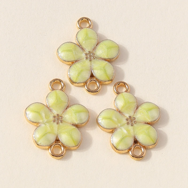 20 Stück 14 x 18 mm niedliche bunte Emaille-Blumen-Charms-Anschlüsse für Schmuckherstellung, Armbänder, Halsketten, DIY, handgefertigtes Bastelzubehör – Detail 5