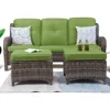 Patio Furniture Set 3-Piece Wicker Outdoor Furniture Conversational Sets with 3-Seat Sofa,2 Rattan Wicker Sectional Sofa Set 2