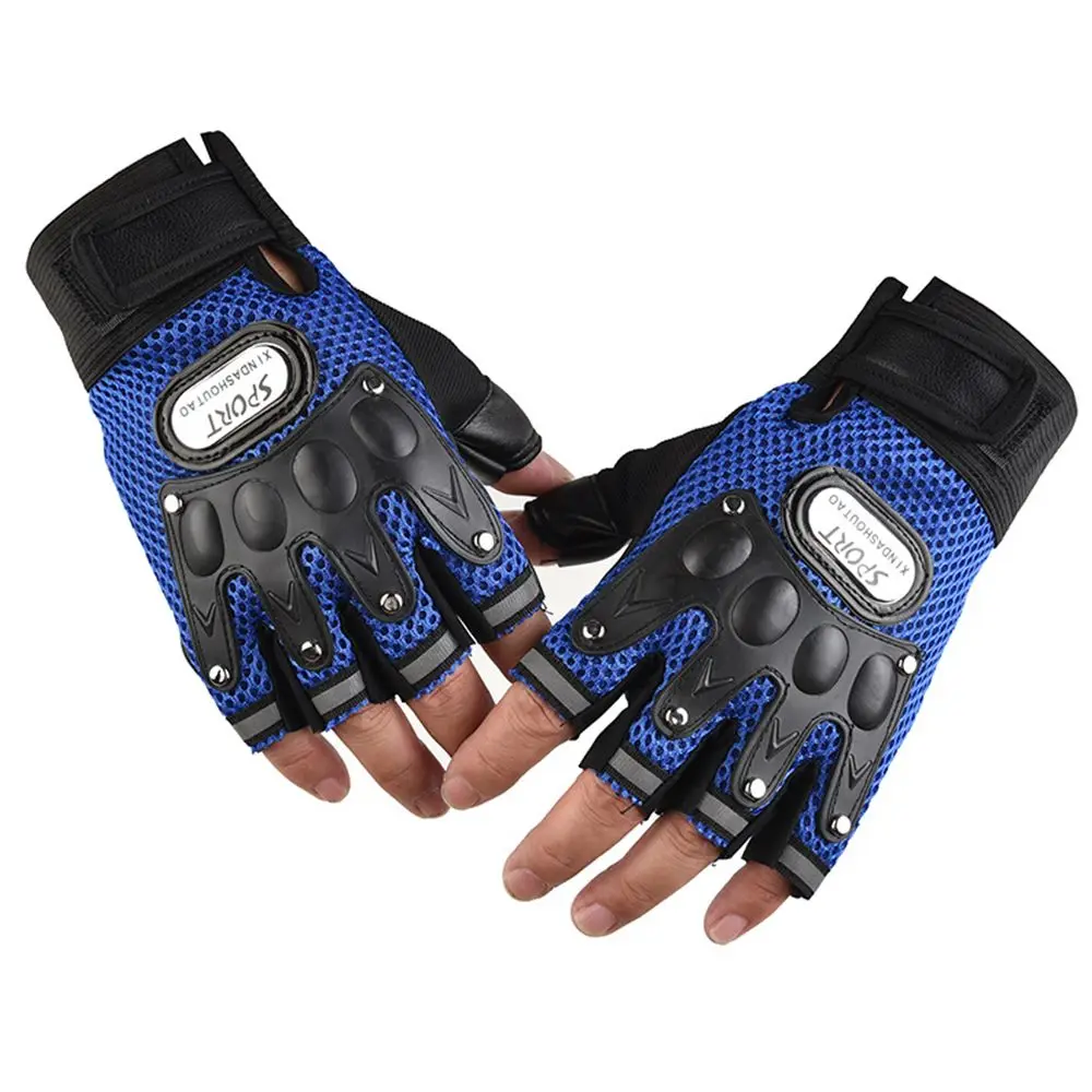 

Hiking Palm Breathable Anti-Slip Cycling Motocycle Gloves PU Leather Riding Gloves Fingerless Gloves Bicycle Gloves